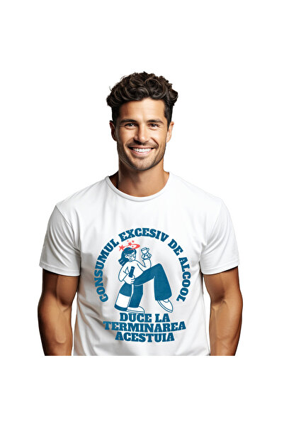 StoryGift Romania Tricou Barbati cu Fata Cu Pahar Vin Stelute Colorate Sticla...