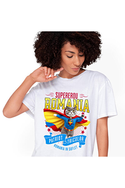 StoryGift Romania Tricou Femei cu Scottish Fold Pisica In Costum de Capitan R...