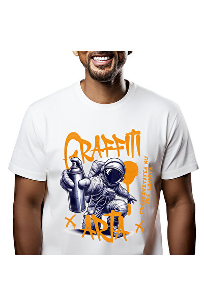 StoryGift Romania Tricou Barbati cu Costum Spatial astronaut Artist Stradal M...