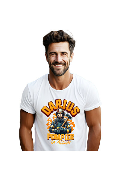 StoryGift Romania Tricou Barbati cu Barbat In Costum Pompier Cu Topor In Flac...