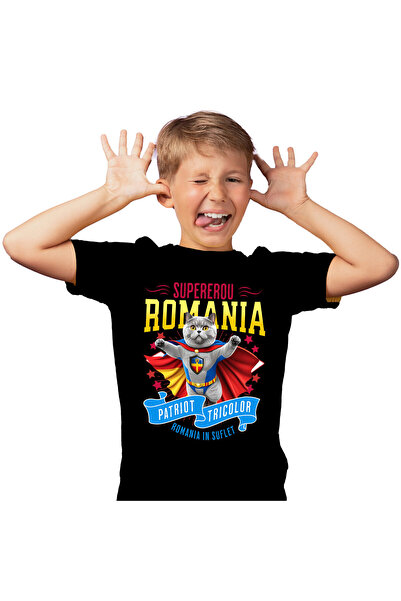 StoryGift Romania Tricou Copii cu British Shorthair Pisica In Costum de Capit...