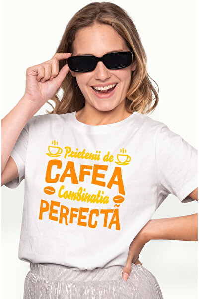 StoryGift Romania Tricou Femei Prietenii de cafea, combinatia perfecta iubire...