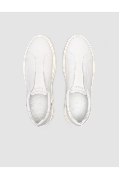 Cabani 100% Genuine Leather White Flat Men's Sports Shoes