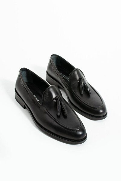 YAREL AYAKKABI Men's Black Loafer Analine Leather Corcik Shoes