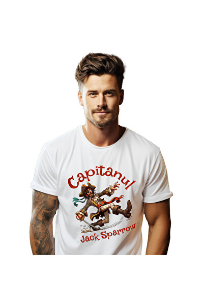 StoryGift Romania Tricou Barbati cu Pirat haios Cu Sabie si Palarie Maro Aler...