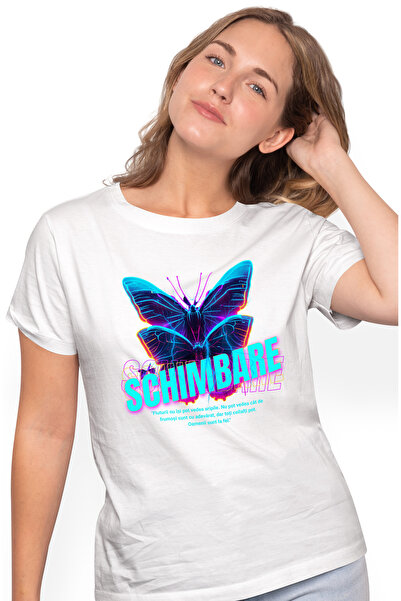 StoryGift Romania Tricou Femei Schimbare - Fluture, cu imprimeu pe Fata, 100%...