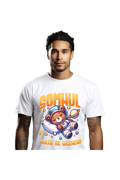 StoryGift Romania Tricou Barbati cu Urs De Plus Maro,Somnul Dulce De Weekend ...