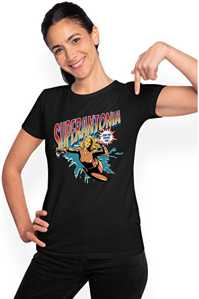 StoryGift Romania Tricou Femei Super Antonia, SuperErou Sunt Aici Pentru Tine, cu imprimeu pe Fat BLK_XL