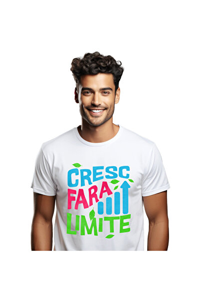 StoryGift Romania Tricou Barbati cu Sageata Pozitiva Text Colorat Cresc Fara ...