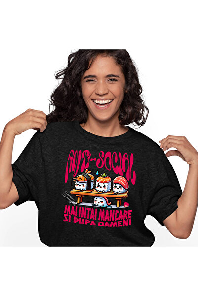 StoryGift Romania Tricou Femei cu Sushi Diferite Sortimente Somn Mancare Chin...