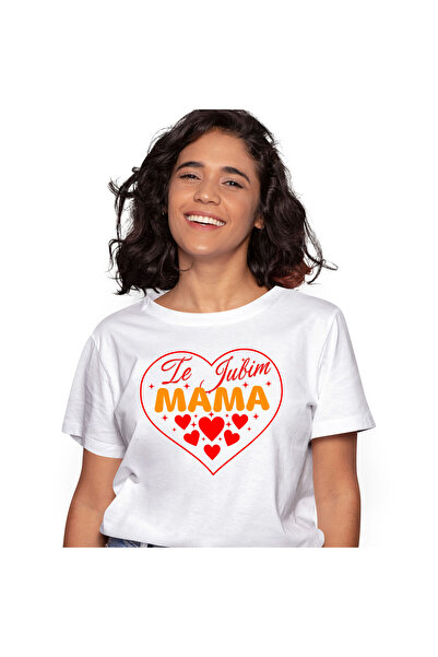 StoryGift Romania Tricou Femei cu Inima Rosie Rama Mama Ziua Mamei Familie Iubre Valentine's Day c,White_L