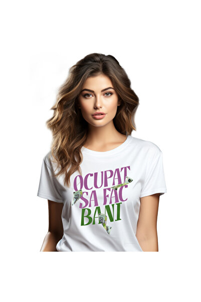 StoryGift Romania Tricou Femei cu Bancnote 500 lei Mihai Eminescu In Aer, Fin...