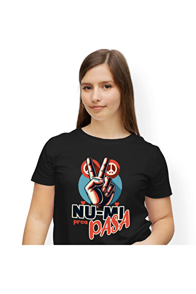 StoryGift Romania Tricou Femei cu Mana Umana Semn De Pace Inimi Rosi Nrepasar...