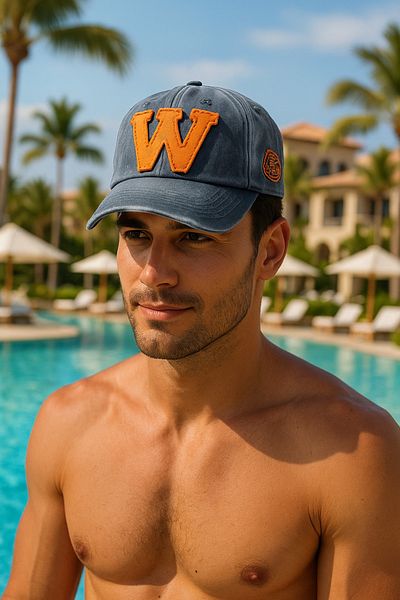 LAGRANZE Men's Sports Hat Black Adjustable Vintage Vintage W Model