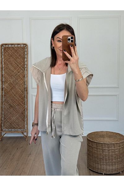 X-Young Parachute Fabric Detailed Double Modal Suit Stone