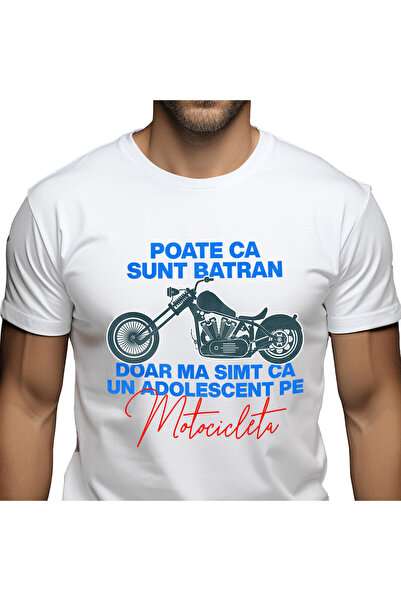 StoryGift Romania Tricou Barbati cu Motocicleta vintige Clasica Pasiune Iubir...