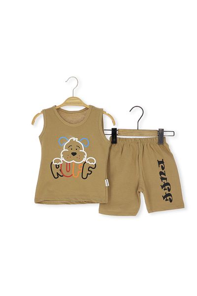 Atabay Kids Atabay 122-05-25 Baby Boy Suit Zero Sleeve Shorts Ruff Printed 9/24 Months