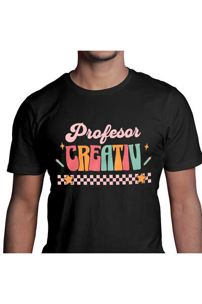 StoryGift Romania Tricou Barbati cu Rechizite Scoala Meserie Profesor Creativ...