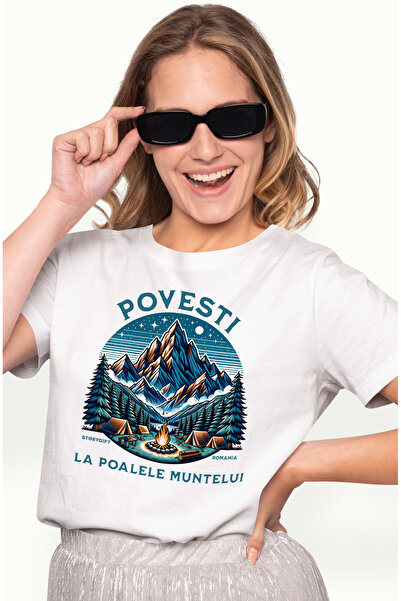StoryGift Romania Tricou Femei povesti la poalele muntelui foc de tabara padu...