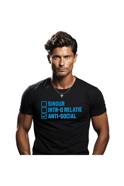 StoryGift Romania Tricou Barbati cu Lista De Cerinte Anti-social Bifat, Anxie...