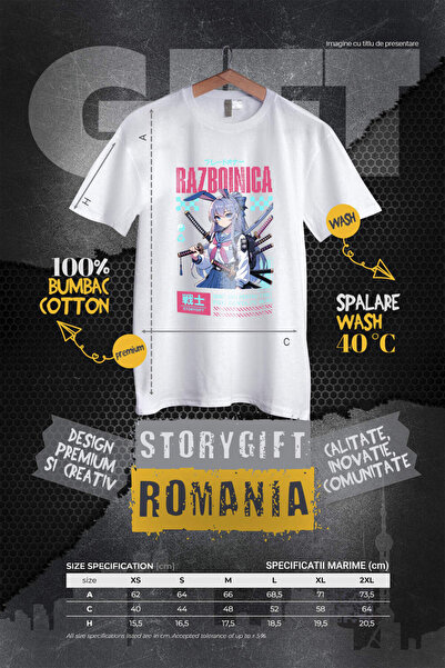 StoryGift Romania Tricou Femei cu Fata Stil Asiatica Cu ar Mov Sabii Ninja Razboinica cu imprimeu ,White_L