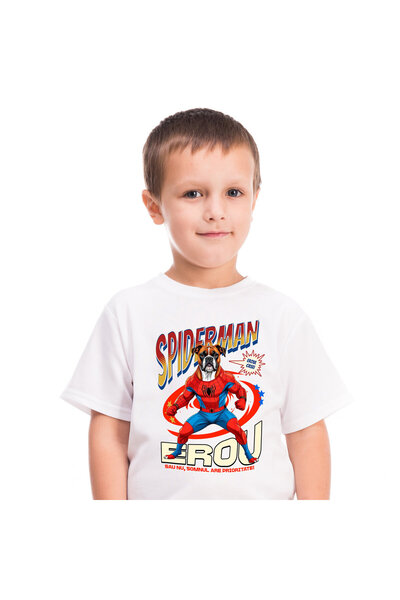 StoryGift Romania Tricou Copii cu Boxer Caine In Costum de SpiderMan cu Peler...
