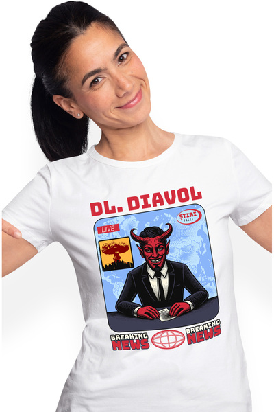 StoryGift Romania Tricou Femei Prezentare stiri Dl. Diavol. Știri false. Brea...