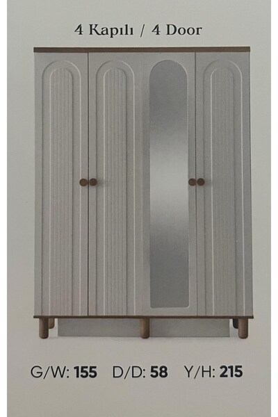 AYDINEV YAKUT MDF 4 KAPILI DOLAP