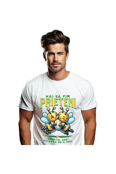 StoryGift Romania Tricou Barbati cu Cuplu Albine Fericite Minge De Fotbal Ame...