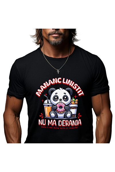 StoryGift Romania Tricou Barbati cu Urs Panda Cu Gogoasa Glazurata Fresh Port...