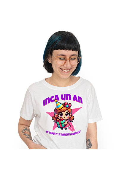 StoryGift Romania Tricou Femei cu Fata Vesela Cu Rochie Coif Aniversar Cadou ...