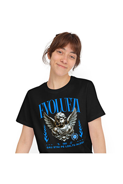 StoryGift Romania Tricou Femei cu Bust Statuie Greceasca Copil Cu Aripi, Moti...