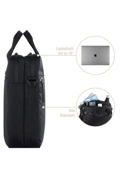 BUGATTI Laptop Bag, Bugatti, Blanc Delight series, 494510, Black, Adjustable Strap, Multiple Pockets