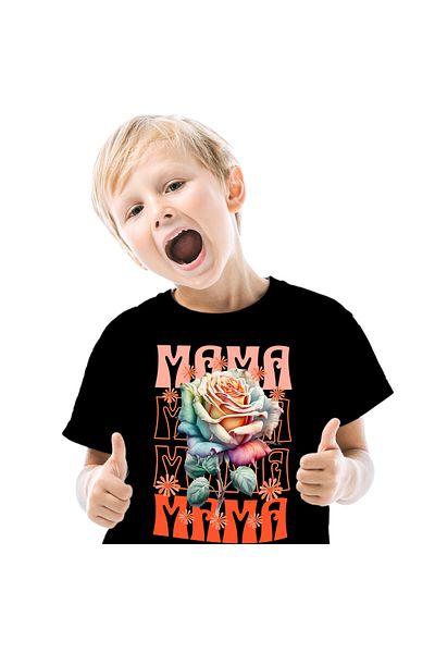 StoryGift Romania Tricou Copii cu Trandafir Multicolor, Femeie, Flori Natura, Matusa, mama, Sora c,Black_12ANI