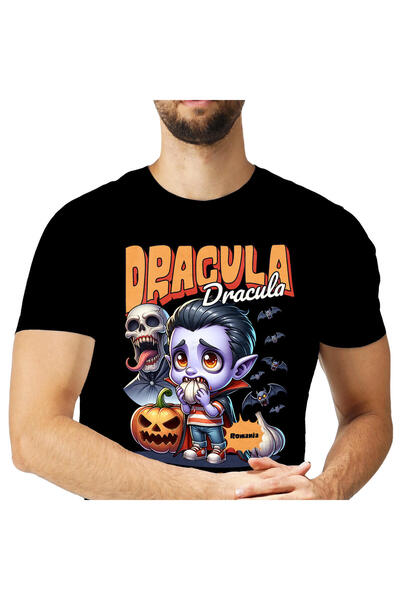 StoryGift Romania Tricou Barbati cu Animatie Vampir cu Usturoi sau Dracula Di...