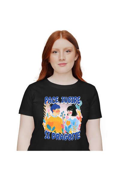 StoryGift Romania Tricou Femei cu Cuplu Arta Stil Pictura Fata Si Baiat Drago...