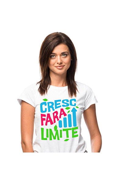 StoryGift Romania Tricou Femei cu Sageata Pozitiva Text Colorat Cresc Fara Li...