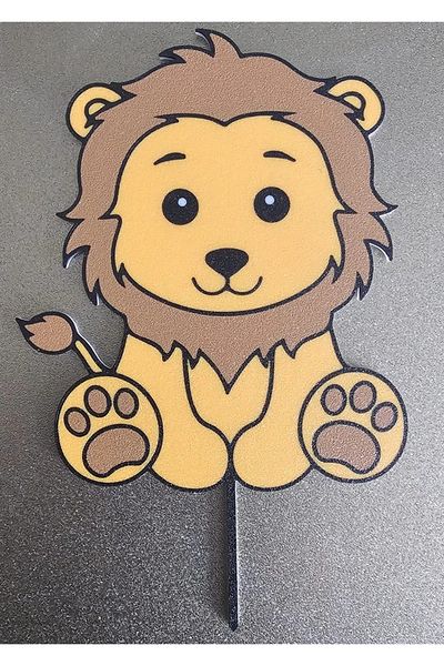 3D Craft Lion Figure Cake Topper Birthday Cake Topper Kids Cake Topper - 5 Pcs