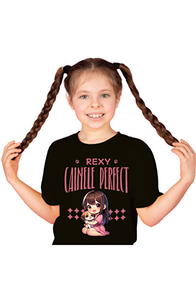 StoryGift Romania Tricou Copii cu Fata Stil asiatic iubitoare de caini, Anime...
