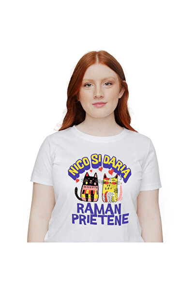 StoryGift Romania Tricou Femei cu Pisici Portret Colorate Prietene Iubire fam...