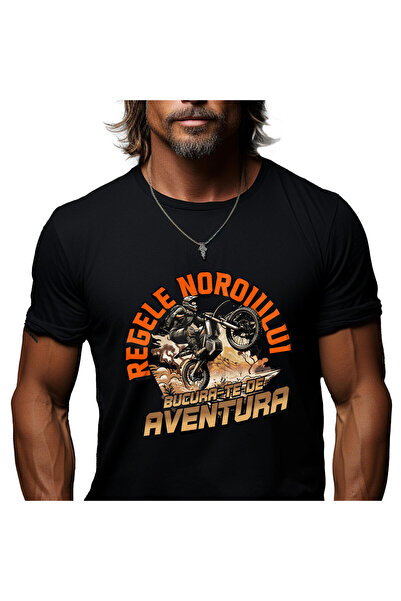 StoryGift Romania Tricou Barbati cu Supereroi Personajeiv Pe Motocicleta Schema Motocross Aventura,Black_XS