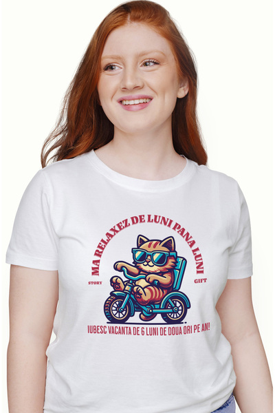 StoryGift Romania Tricou Femei Pisica haioasa cu ochelarii de soare ma relaxe...