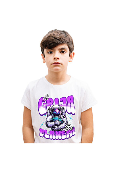 StoryGift Romania Tricou Copii cu Astronaut Costum Spatial Imbratisare Planet...