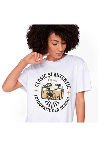 StoryGift Romania Tricou Femei cu Aparat Foto Vintige Creativitate Fictiv Hob...