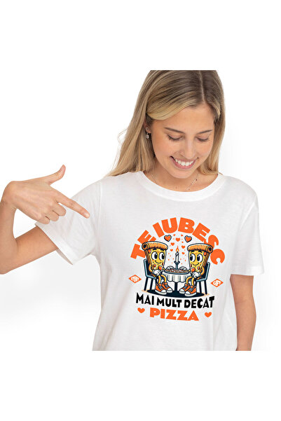 StoryGift Romania Tricou Femei cu Intalnire Romantica Felii De Pizza, Iubire,...
