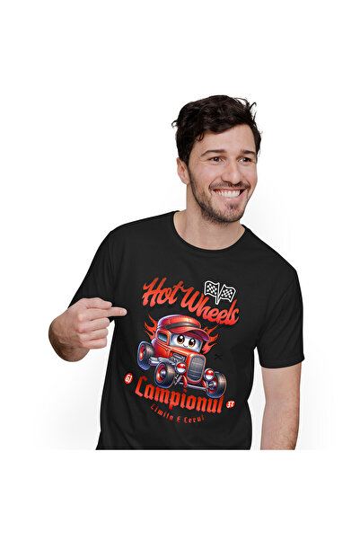 StoryGift Romania Tricou Barbati cu Aniamtie Masina Rosie Vintige Hot Wheels ...