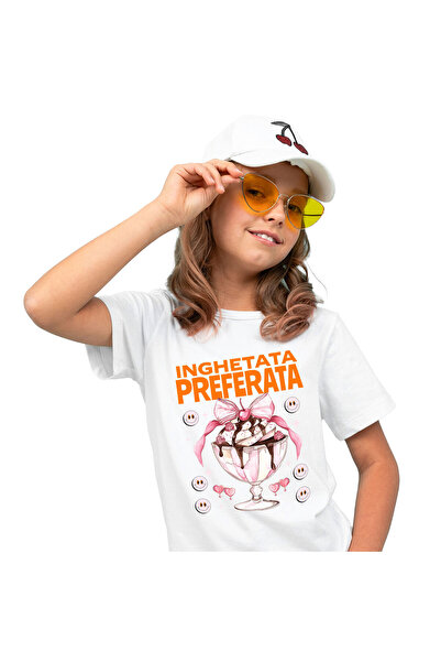 StoryGift Romania Tricou Copii cu Inghetata In Pahar Cu Picior Elegant Funda ...