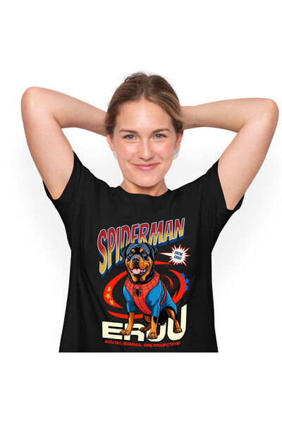 StoryGift Romania Tricou Femei cu Rottweiler Caine In Costum de SpiderMan cu ...