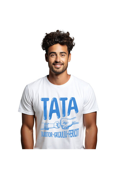 StoryGift Romania Tricou Barbati cu Bataie De Pumn, Tata si fiu, Fericit Fami...