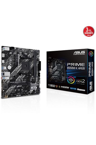 ASUS Prime B550M-K Argb Amd Socket Am4 Ddr4 4866(Oc)Mhz Micro Atx Gaming Motherboard